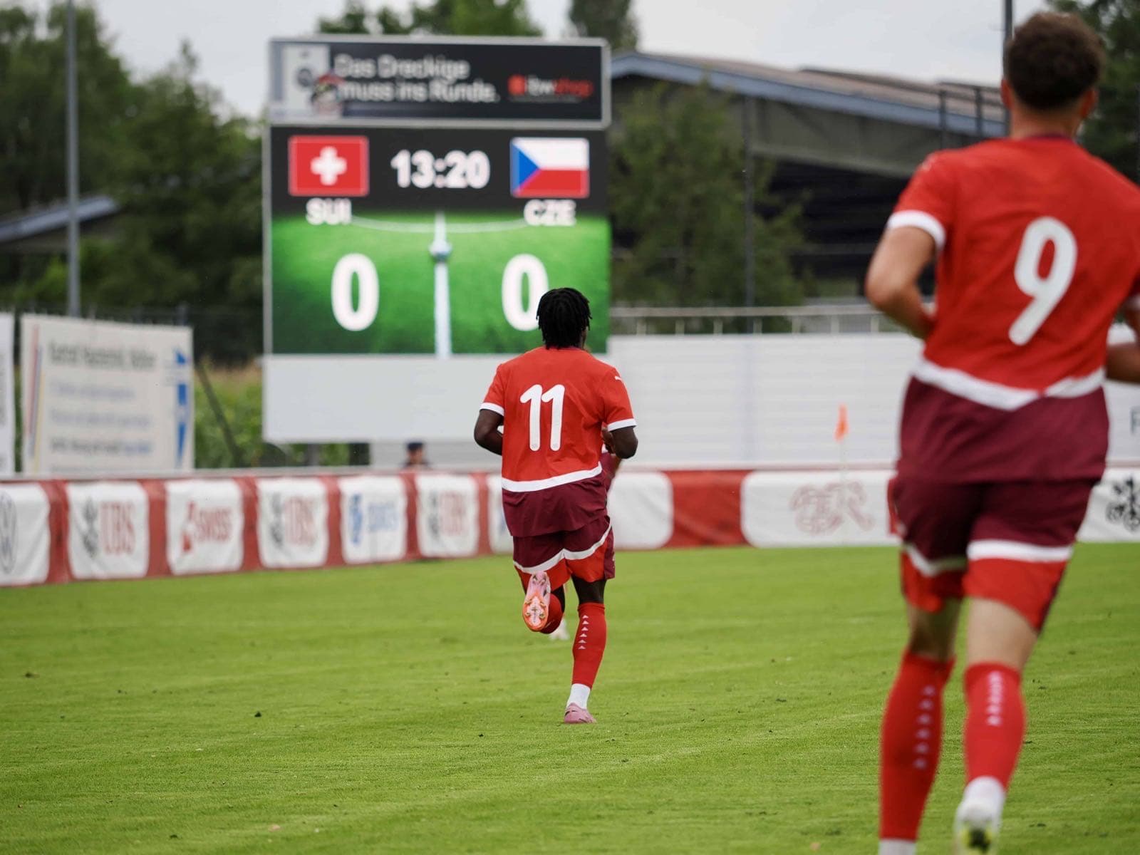 LED scoreboard running LemonScore at the U20 international Switzerland v Czechia in Wohlen