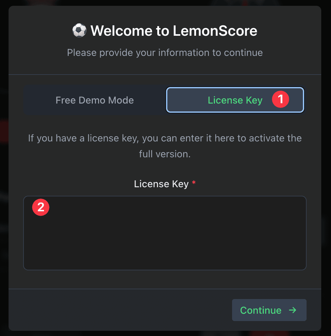 Lizenzschlüssel eingeben