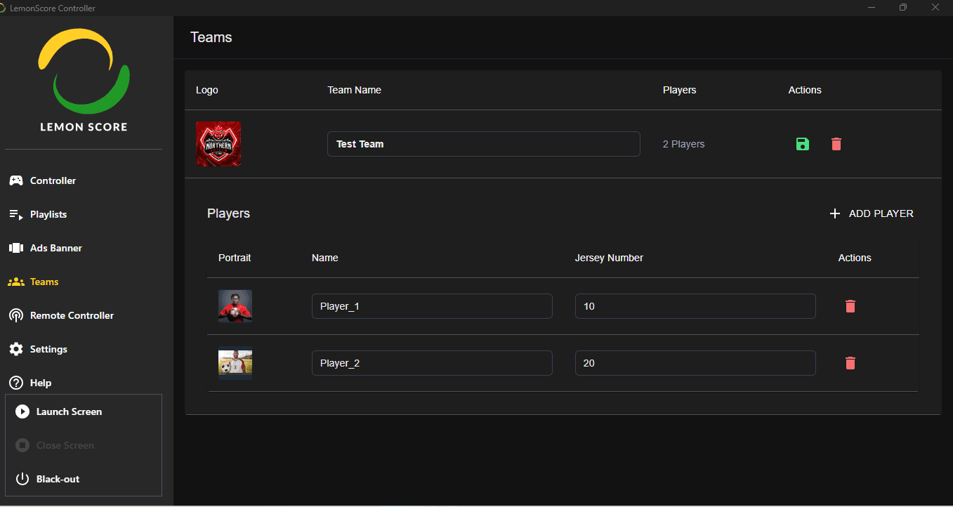 Team details