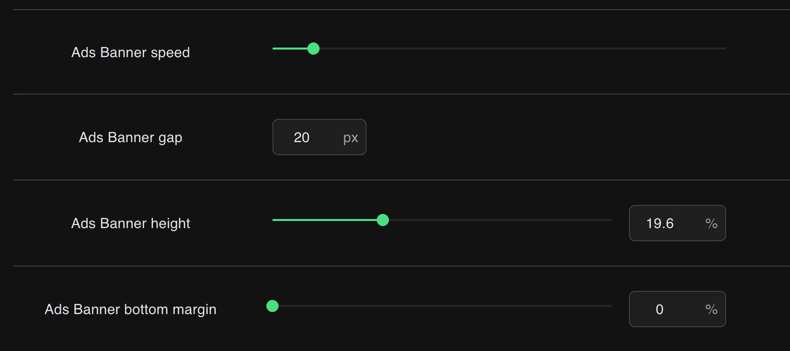 Banner settings