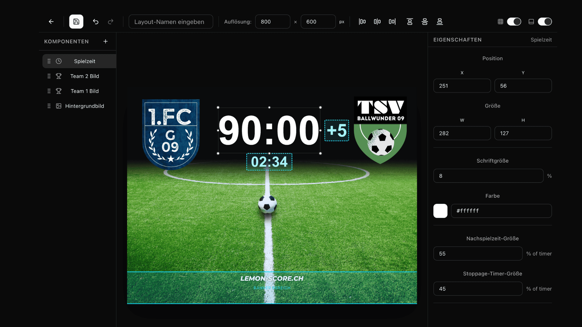 Layout-Editor - LemonScore Feature