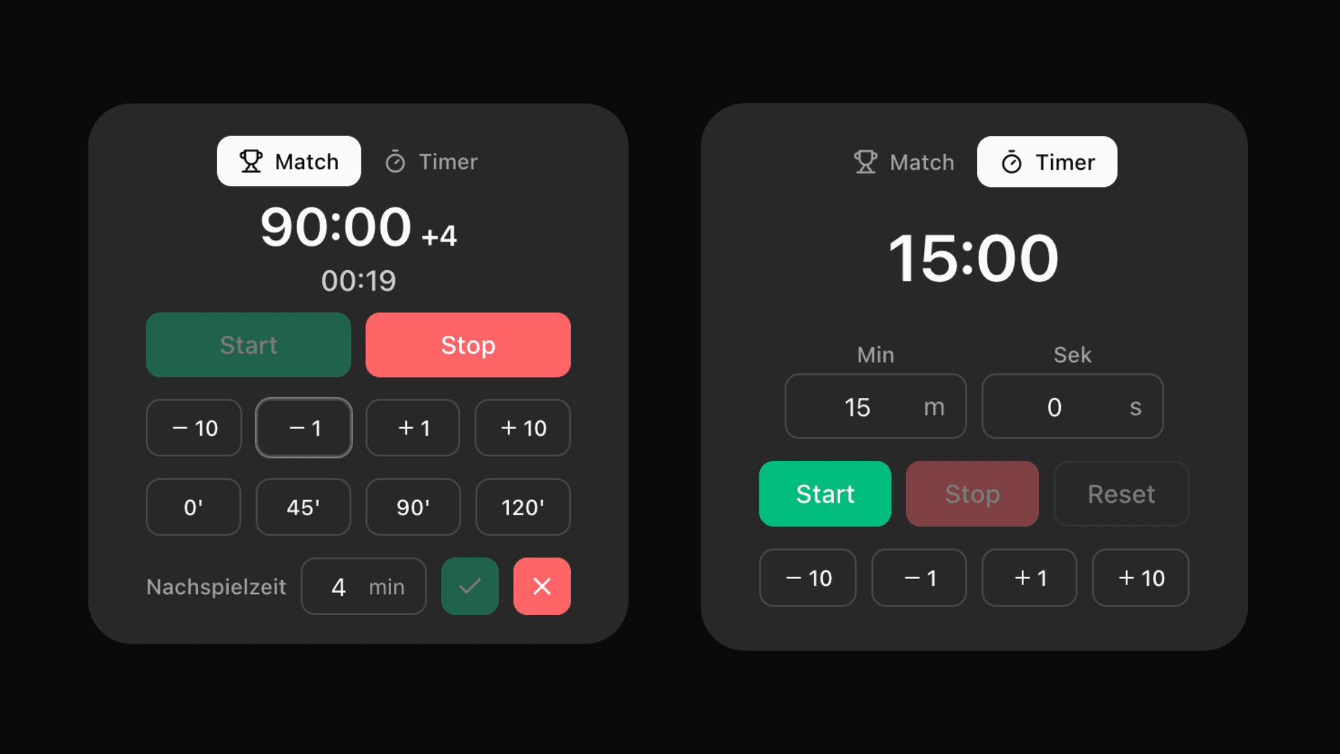 Matchuhr und Timer Modus - LemonScore Feature