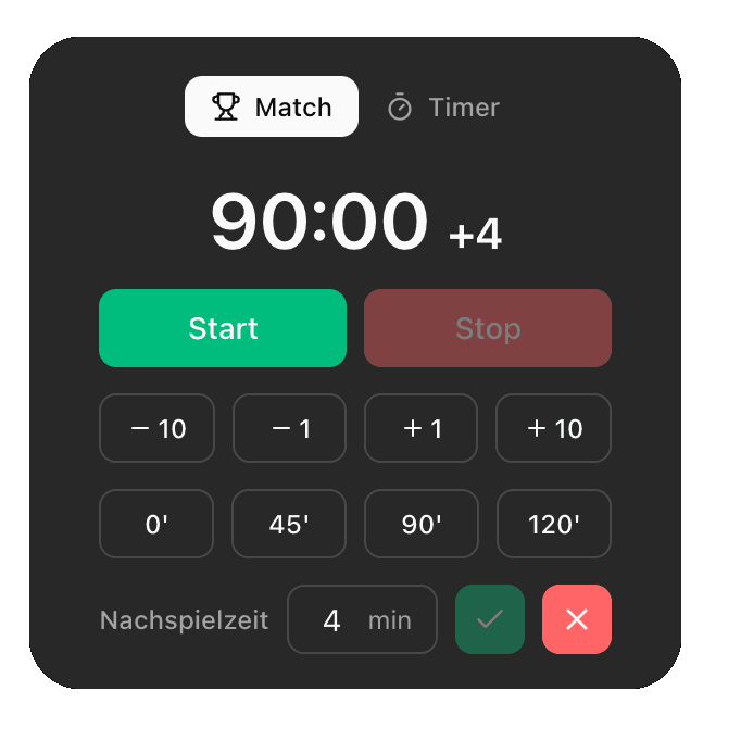 Match clock and timer controls