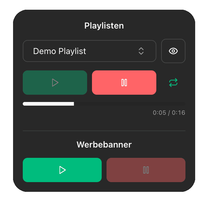 Playlist and advertising banner controls